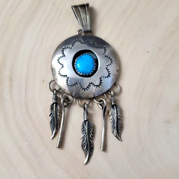 Sterling Silver 925 Turquoise Dream Catcher Pendant